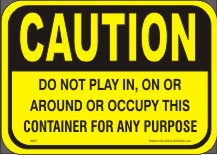 Waste container safety labels