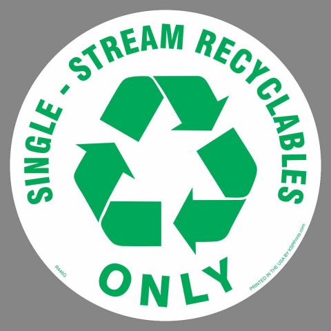 Round Single Stream Recycling Sticker