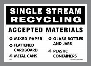 All In One Waste Decals include Single Stream Recycling Stickers