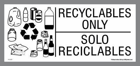 bilingual recyclables only stickers