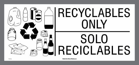 Bilingual Recyclables Only decal