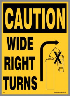 Caution Wide Right Turn Stickers