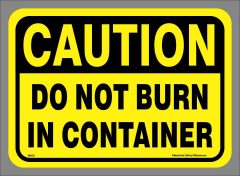 Do Not Burn Container Sticker