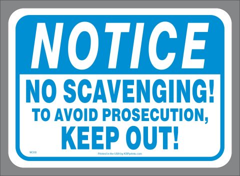 No Scavenging Container Sticker