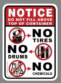 Tires Drums Chemicals Sign