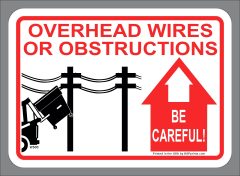 ANSI style Warning Overhead Obstructions label