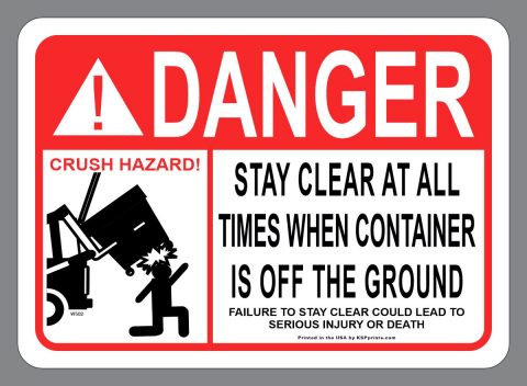 ANSI sticker Stay Clear Front Load