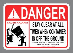 ANSI Danger Stay Clear Front Load Waste Sticker