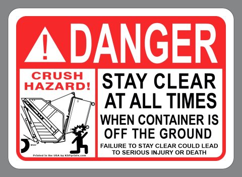 Danger Rear Load Stay Clear Sticker