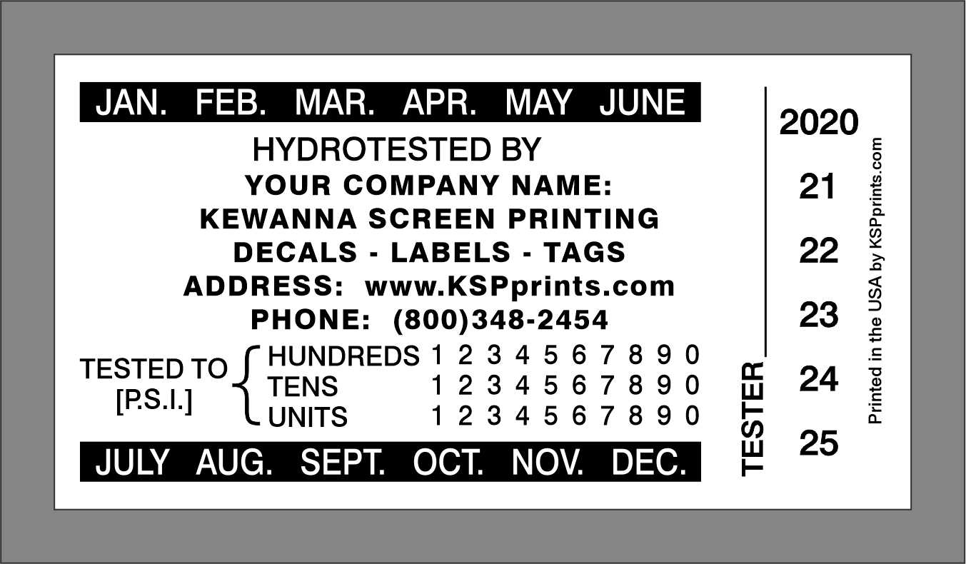F107 Custom Hydrotest Label