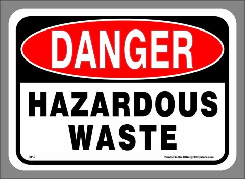 Adhesive-Backed DANGER HAZARDOUS WASTE labels