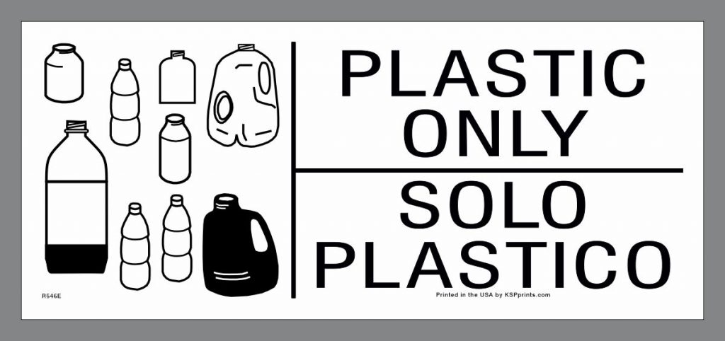 Plastic Only Container Label in English and Spanish