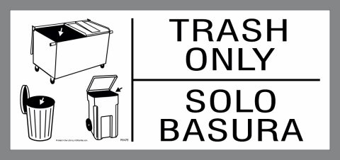 bilingual trash only stickers or Spanish garbage decal