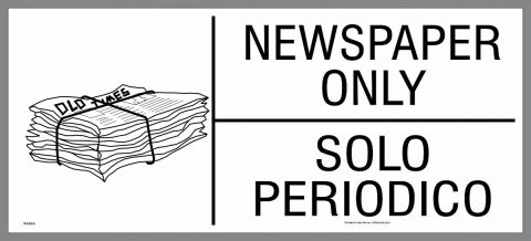 bilingual newspaper recycling sticker