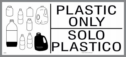 large plastic only container sticker