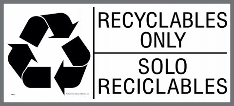 large bilingual RECYCLABLES ONLY sticker