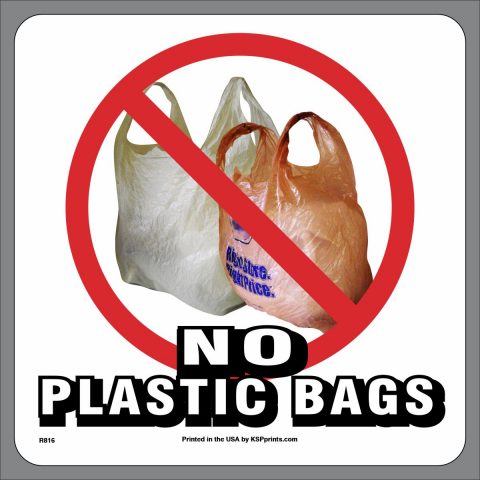 No Plastic Bags in Recycling Stickers