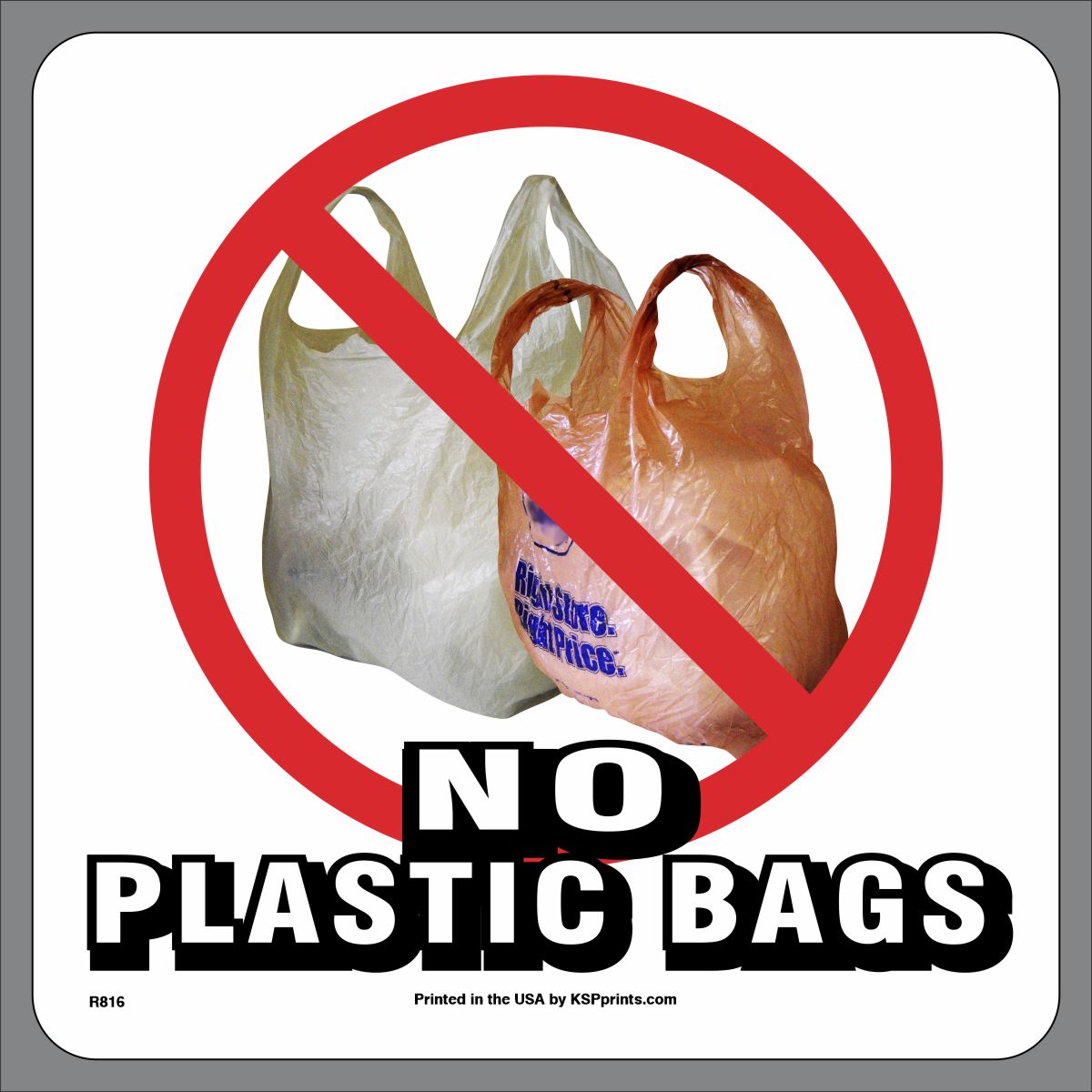 No Plastic Bags in Recycling Stickers