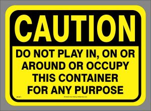 Large Waste Sticker Do Not Play - OSHA Container Safety