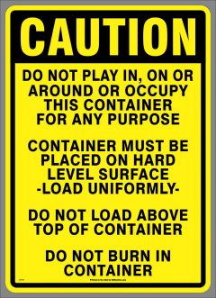 Multi-message vinyl Caution container label