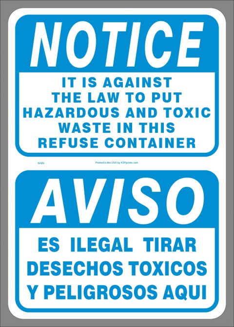 No Hazardous or Toxic Waste decal