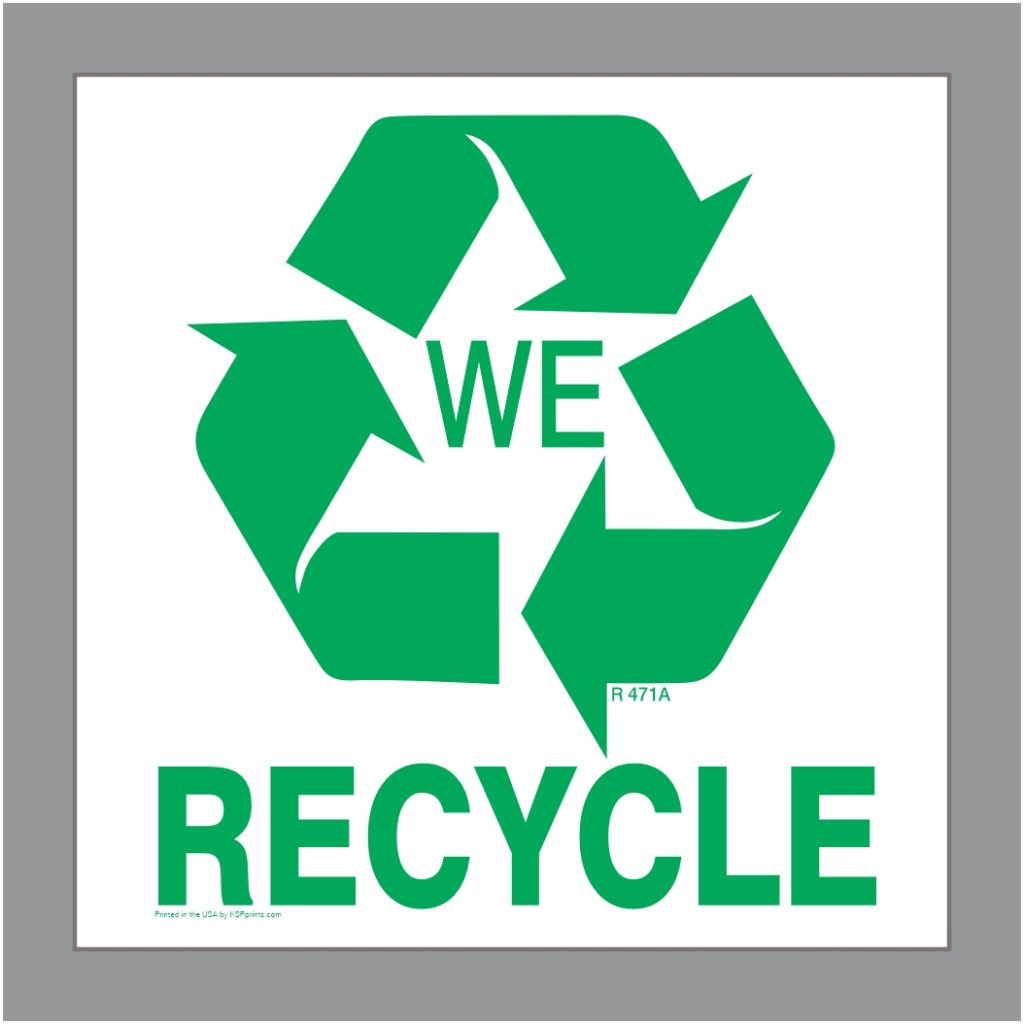 We Recycle stickers for promoting recycling in your community