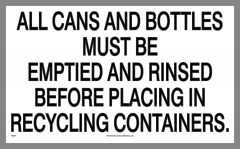 Cans and Bottles Must Be Emptied and Rinsed Sticker