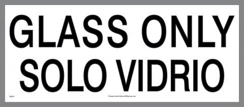 Bilingual Glass Only Container Sticker