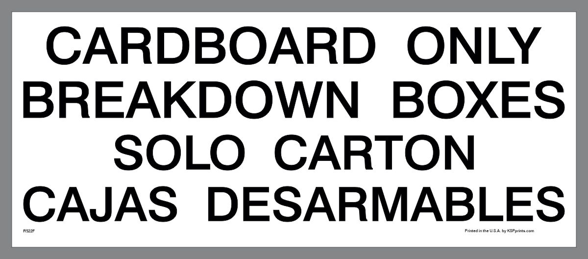 Bilingual Breakdown Boxes Decal for Recycling Cardboard