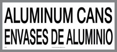Say recycle in Spanish with this bilingual ALUMINUM CANS or PACKAGING sticker