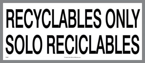 bilingual recyclables only sticker