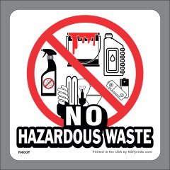 No Hazardous Wastes Sticker