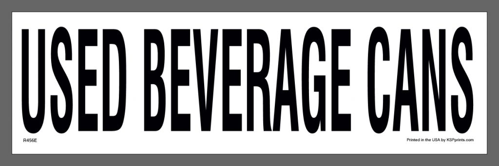 Beverage can recycling sticker for collecting used beverage cans