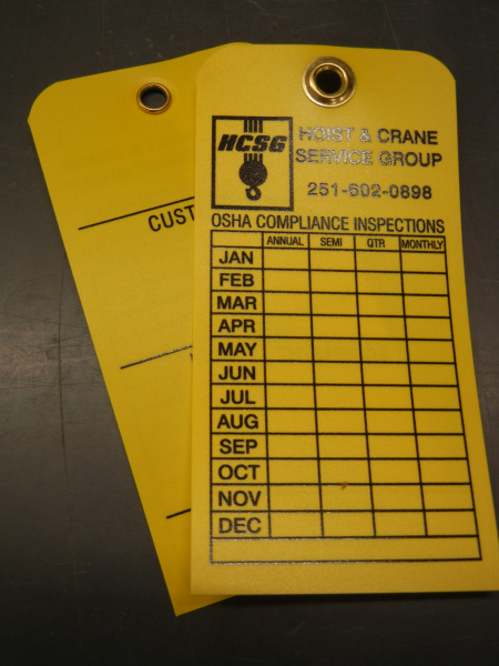 Some Industrial customers prefer the option of a metal grommet on their plastic inspection tag.