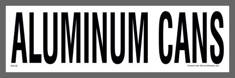 R411E 3 x 10 Aluminum Cans Recycling Sticker