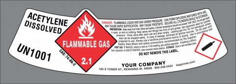 UN1001 Acetylene modified neck label