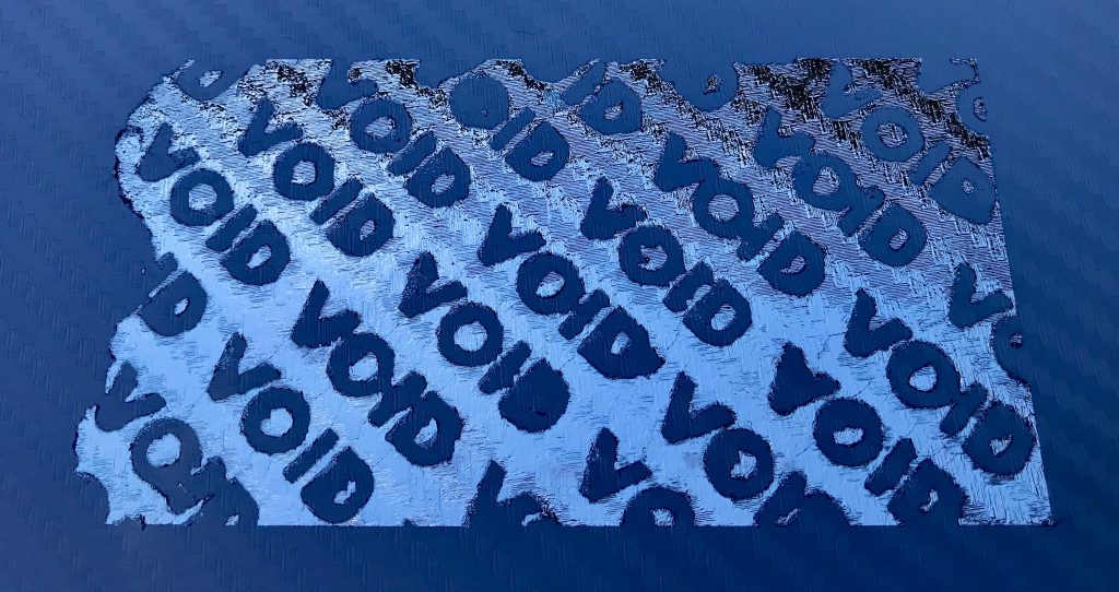 Tamper evident label when label completely removed