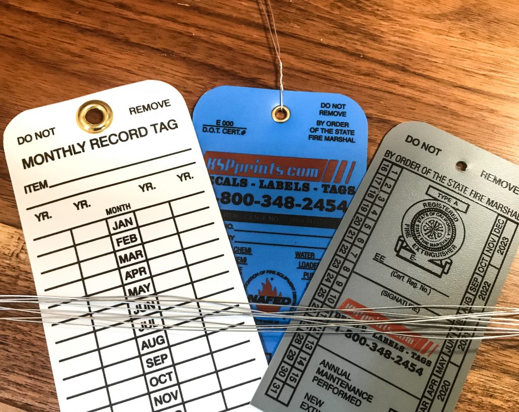 Our plastic inspection tags can be purchased with wires attached or separate.