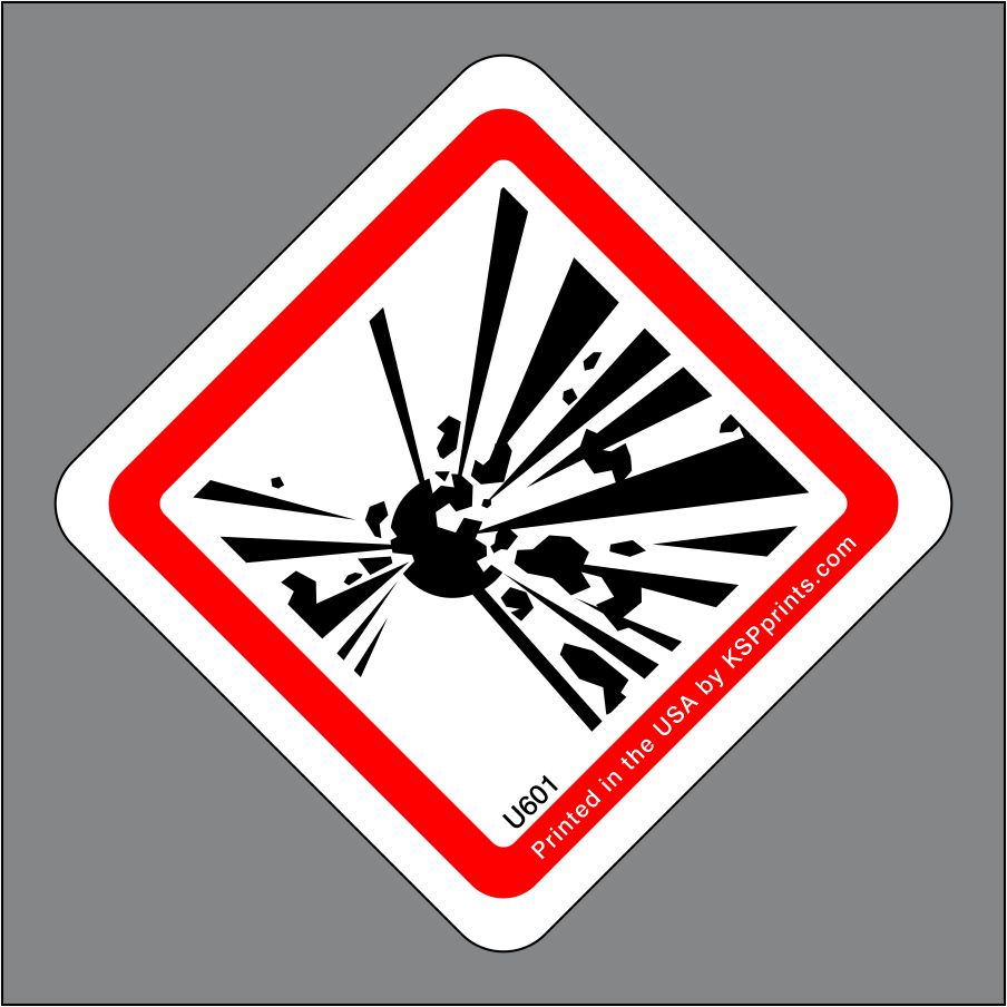 Warning EXPLOSIVE Danger Safety Vinyl Sticker Tag Product 