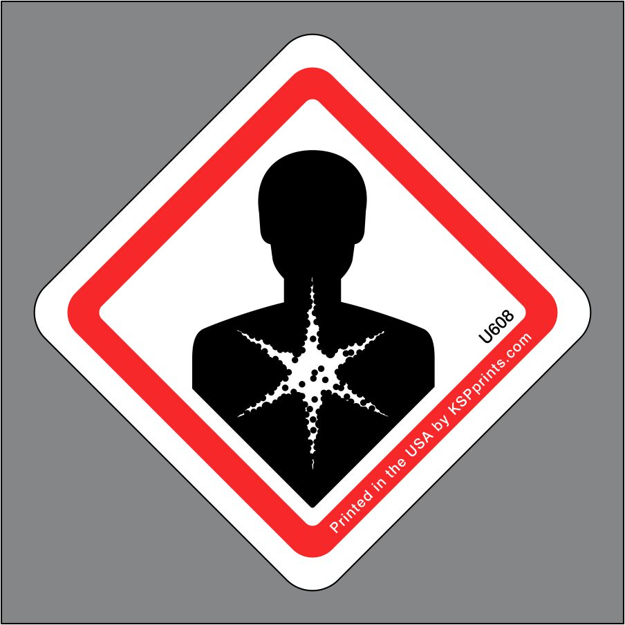 Use this health hazard symbol label to identify hazardous situations