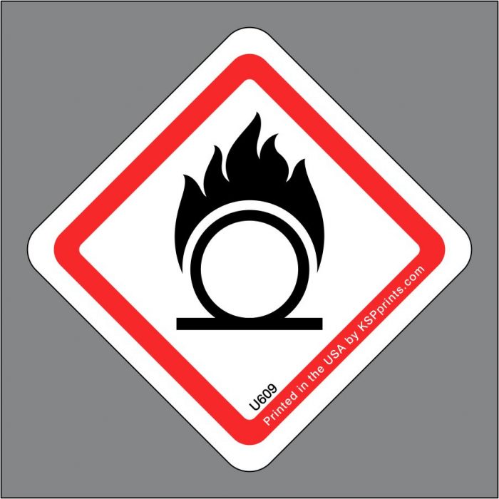 Use this oxidizing symbol label to identify gas hazards!