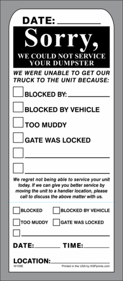Dumpster Service Stickers - Blocked Container Label