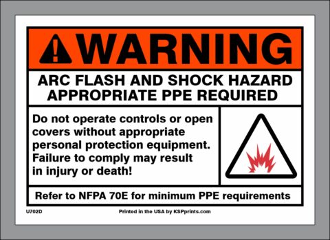 WARNING Arc Flash and Shock Hazard Sticker