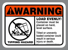 ANSI WARNING TIPPING HAZARD LOAD EVENLY