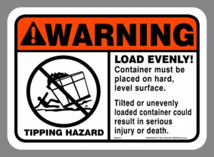 ANSI WARNING TIPPING HAZARD LOAD EVENLY