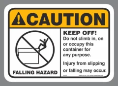 ANSI FALLING HAZARD waste sticker