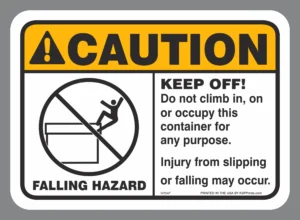 ANSI FALLING HAZARD waste sticker