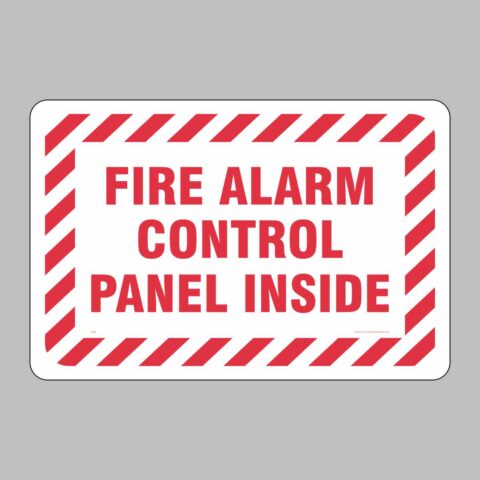 Reflective door label to call attention to FACP