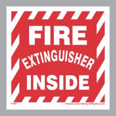 Help people locate fire extinguishers with this fire extinguisher inside sticker